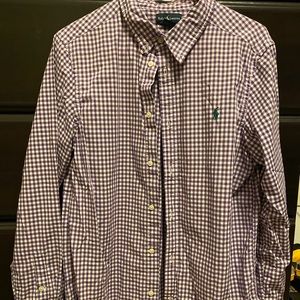 Polo Purple Gingham Long Sleeve Button Down
